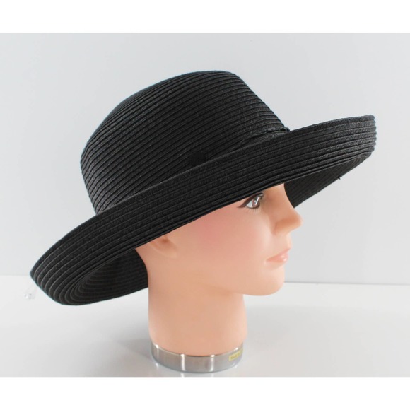 Vince Camuto Black Paper Braid Kettle Hat #HT185 - Picture 2 of 3